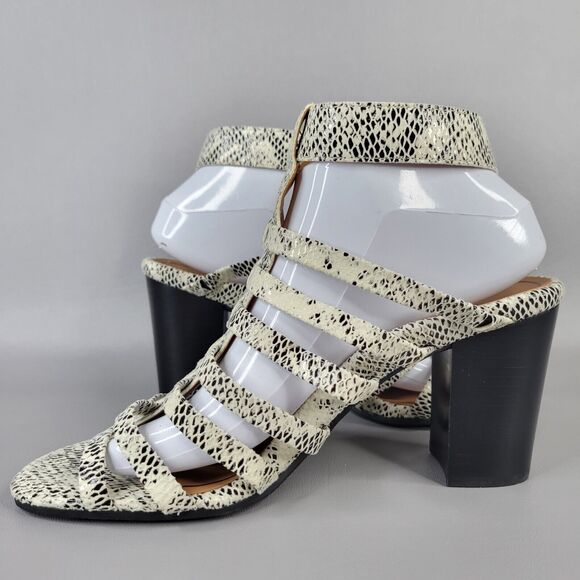 Vionic Sami Caged Sandals Snake Print Open Toe Block Heel Black White Size 10 - Picture 4 of 15